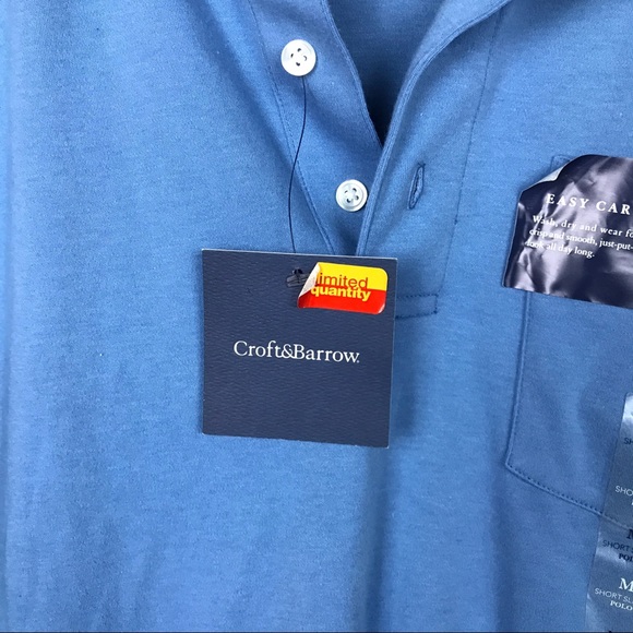 Croft & Barrow Short Sleeve Polo Shirt Blue Medium - Picture 5 of 6